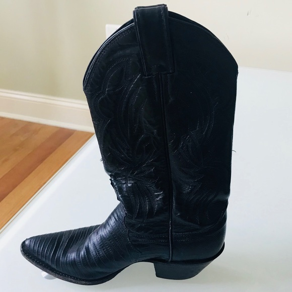 Justin Black Leather Cowboys Boots Size 6B - Picture 6 of 8